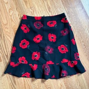 Kate Spade Black Skirt with Red Floral Design